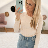 Star Studded Nude Pearl Long Sleeve Top