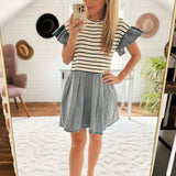 Josie Cream Stripe & Denim Mini Dress