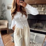 Off White Buttoned & Cozy Top