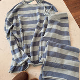 Blue & Dusty Blue Striped Knit Set