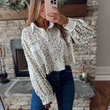 Hazel Cream Floral Cropped Collared Button Down