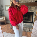 Red Montauk Snap Button Pullover