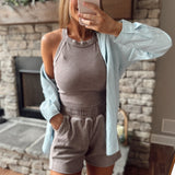 Mocha Kellie Mineral Wash Relaxed Short