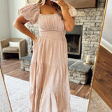 Ivory Red Gingham Midi Dress