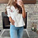 Dahlila Off White Floral Puff Sleeve Top
