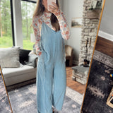 Light Denim Wide Leg Tencel Jumpsuit