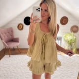 Willow Green Tiered Tank and Shorts Set