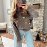 Brown Blossom Lane Sweater