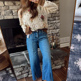 Risen Tummy Control Wide Leg Front Slit Jeans
