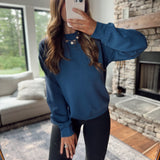 In My Athletic Era Navy Mock Neck Crew