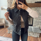 Black Bow Embroidered Quilted Vest