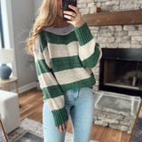 Green Lucky Stripe Oversized Sweater