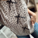 Stone Floral Bow Detail Blouse