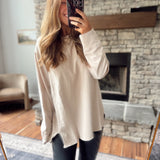 Taupe Drop Shoulder Long Sleep Top