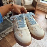 Off White Floral Axel Woven Sneakers