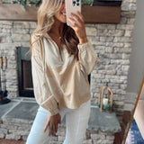 Coast Line Camel Stripe Mix French Terry Half Zip