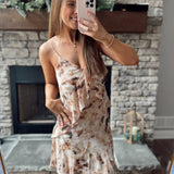 Burning Passion Taupe Multi Flowy Tiered Midi