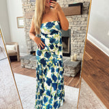 Blue Kenai Floral Maxi Dress