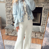 Monochrome Stripe Button Up Sweater Top & Pants Set