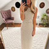 Beige/Gray Striped Knitted Dress IN STORE