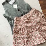 Cream/Mauve Floral Wide Leg Shorts