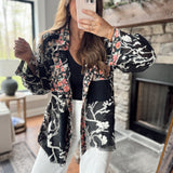 Noir Bloom Crochet Lace Button Down Top