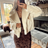 Fiercely Fab Cream Faux Fur Cropped Jacket