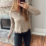 Mocha Frilly Francine Cardigan