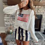 Navy/Natural Seaside Stripe Shorts