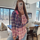 Heightened Vibes Deep Purple Plaid Hooded Button-Up