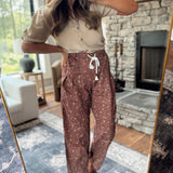 Espresso Ditsy Print Drawstring Barrel Pants