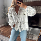 Find Me in Floral Ivory Denim Contrast Jacket