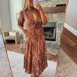 Brown Floral Rozlyn Midi Dress