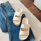 Layla White Embroidered Slide