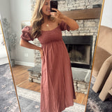Rose Dune Smocked Midi Dress