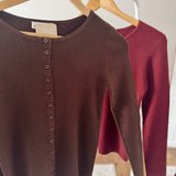 Chocolate Lightweight Ribbed Cardigan IN STORE