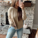 Taupe Front Seam Light-Weight Sweater