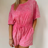 Chase The Wind Pink Mineral-Wash Romper