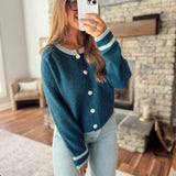Dark Teal Two Tone Cardigan