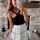 Sweet Fling Black Flower Detail Halter Neck Knit Tank