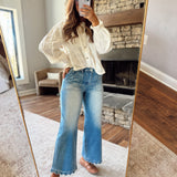 Risen Medium Scalloped Wide Leg Jeans