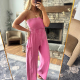 Fuchsia Livia Strapless Jumpsuit