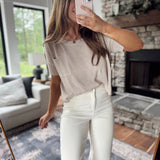 Natural Boatneck Knit Short Sleeve