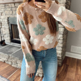 Blush Painted Petals Jacquard Sweater
