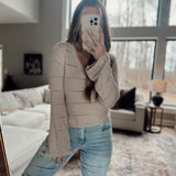 Effortless Getaway Taupe Open Knit Sweater