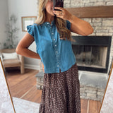 Buttoned in Blue Blouse