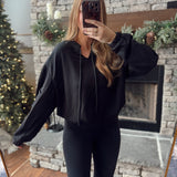 Black Bounce Hem Hoodie