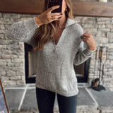 Bonnie Gray Knit Pullover Half Zip