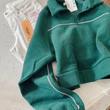 Ginevra Gingham Piping Detail Quarter Zip