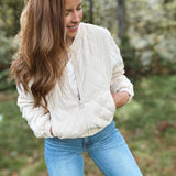 Top Gun Ecru Corduroy Bomber Jacket